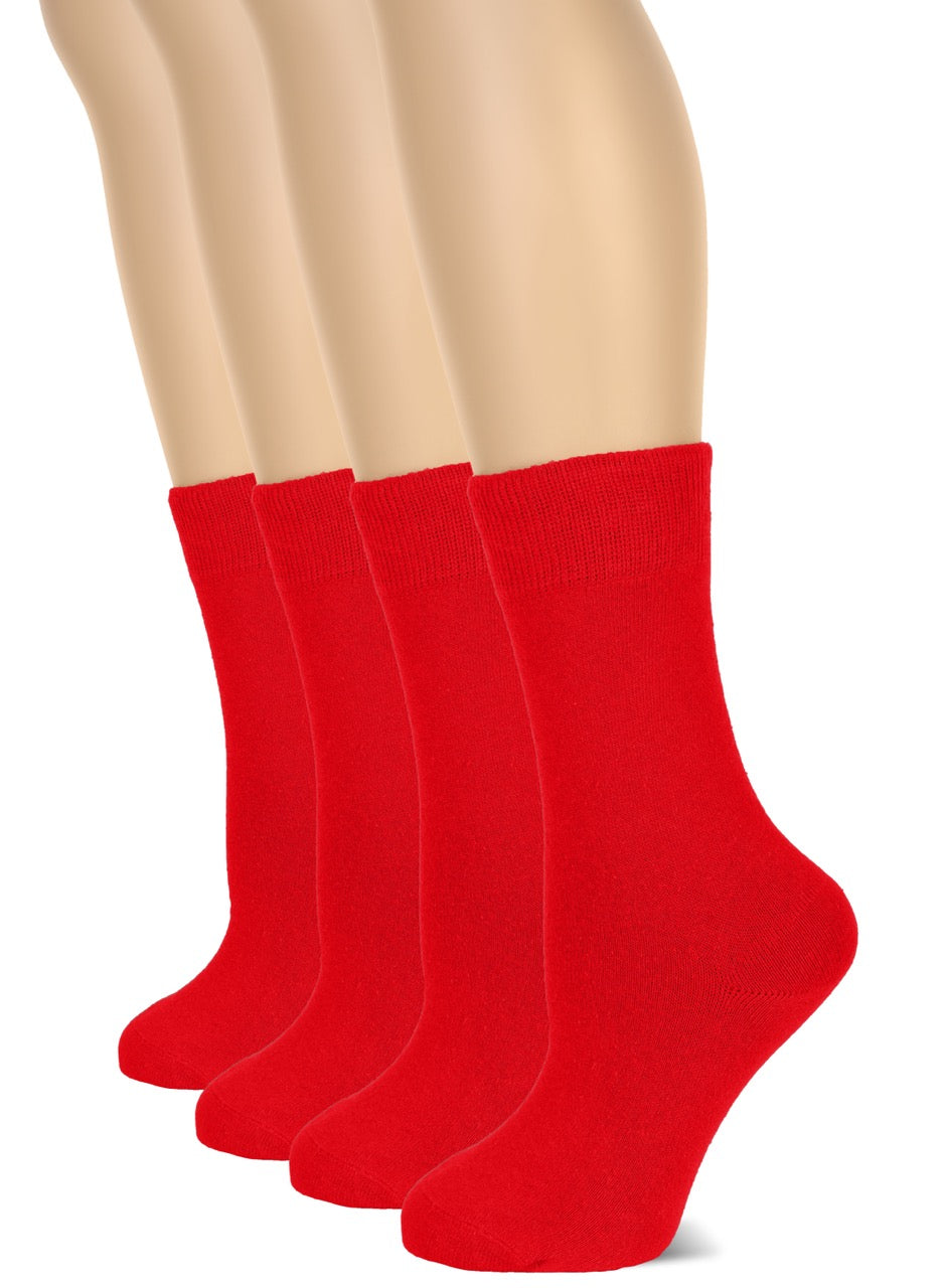 Casual Women's Cotton Dress Crew Socks, 4 Pairs