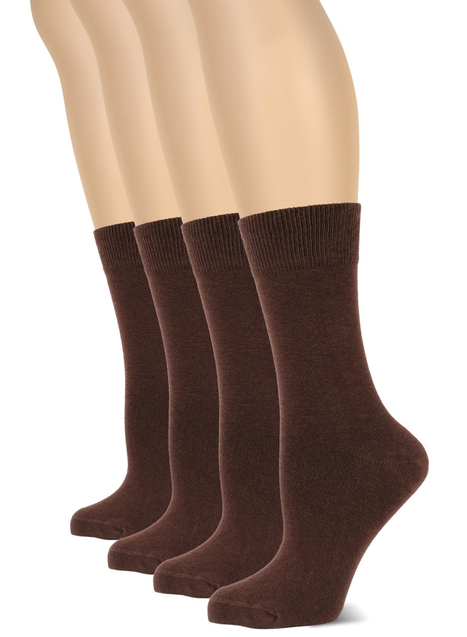Casual Women's Cotton Dress Crew Socks, 4 Pairs