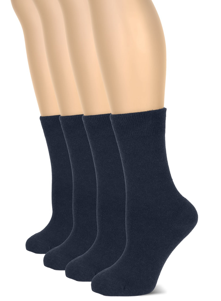 Casual Women's Cotton Dress Crew Socks, 4 Pairs