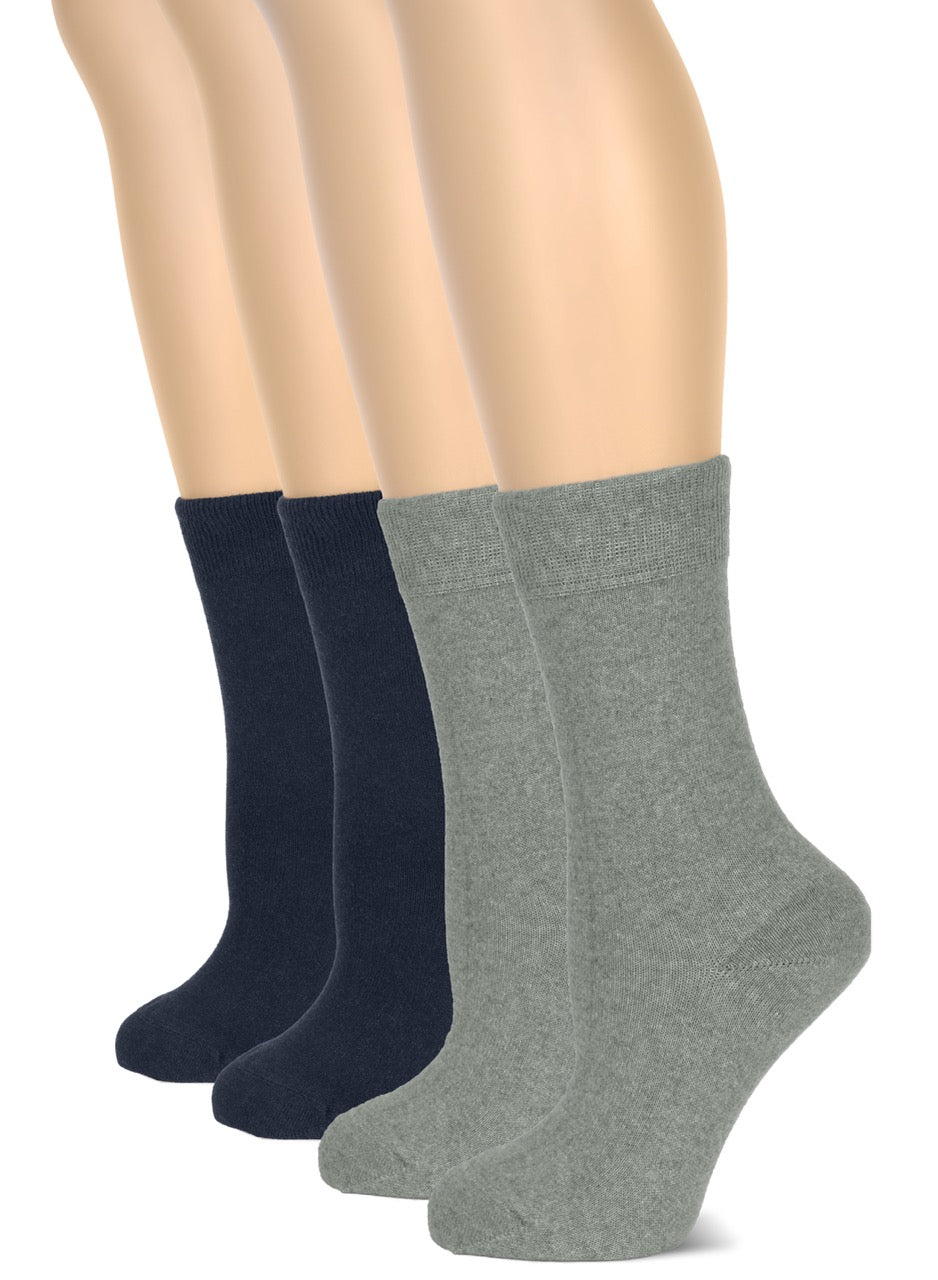 Casual Women's Cotton Dress Crew Socks, 4 Pairs