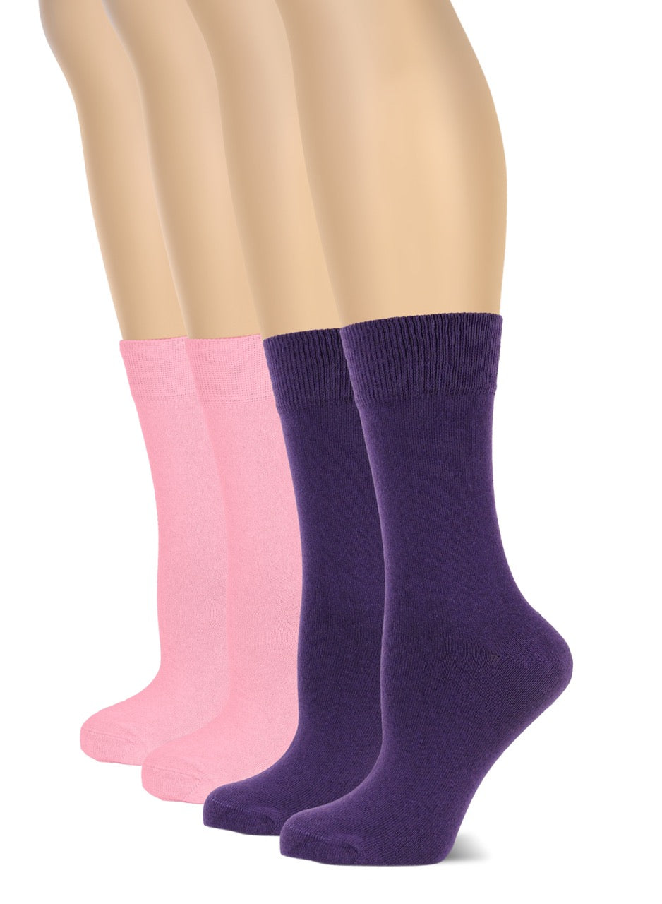 Casual Women's Cotton Dress Crew Socks, 4 Pairs