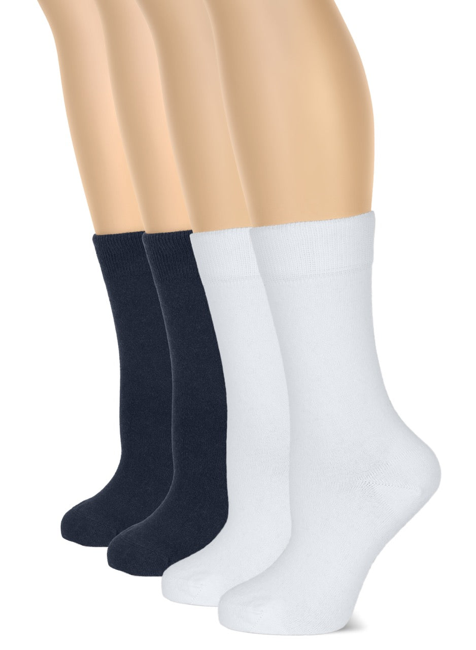 Casual Women's Cotton Dress Crew Socks, 4 Pairs