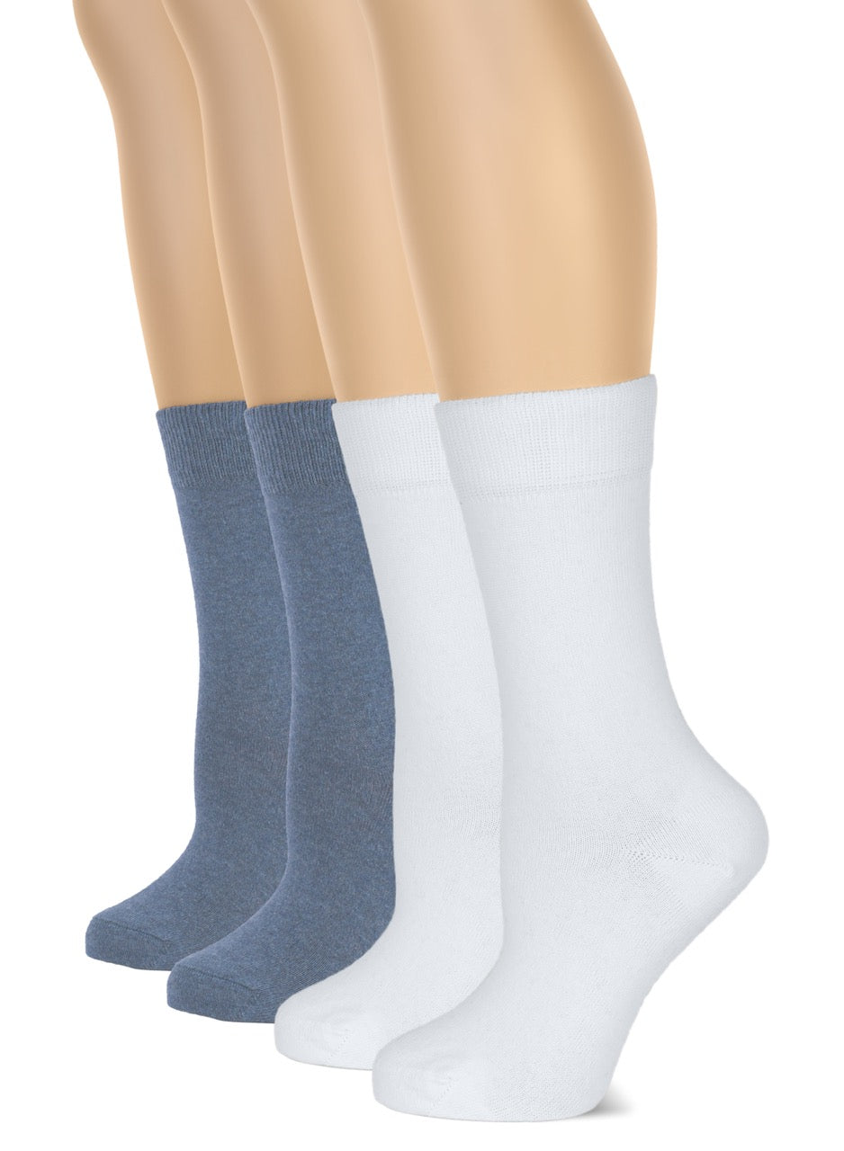 Casual Women's Cotton Dress Crew Socks, 4 Pairs