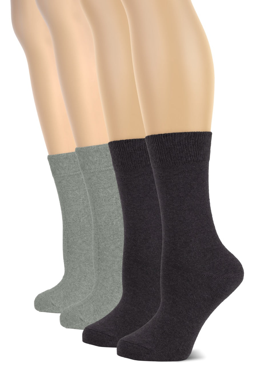 Casual Women's Cotton Dress Crew Socks, 4 Pairs