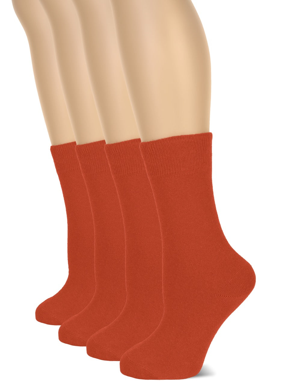 Casual Women's Cotton Dress Crew Socks, 4 Pairs
