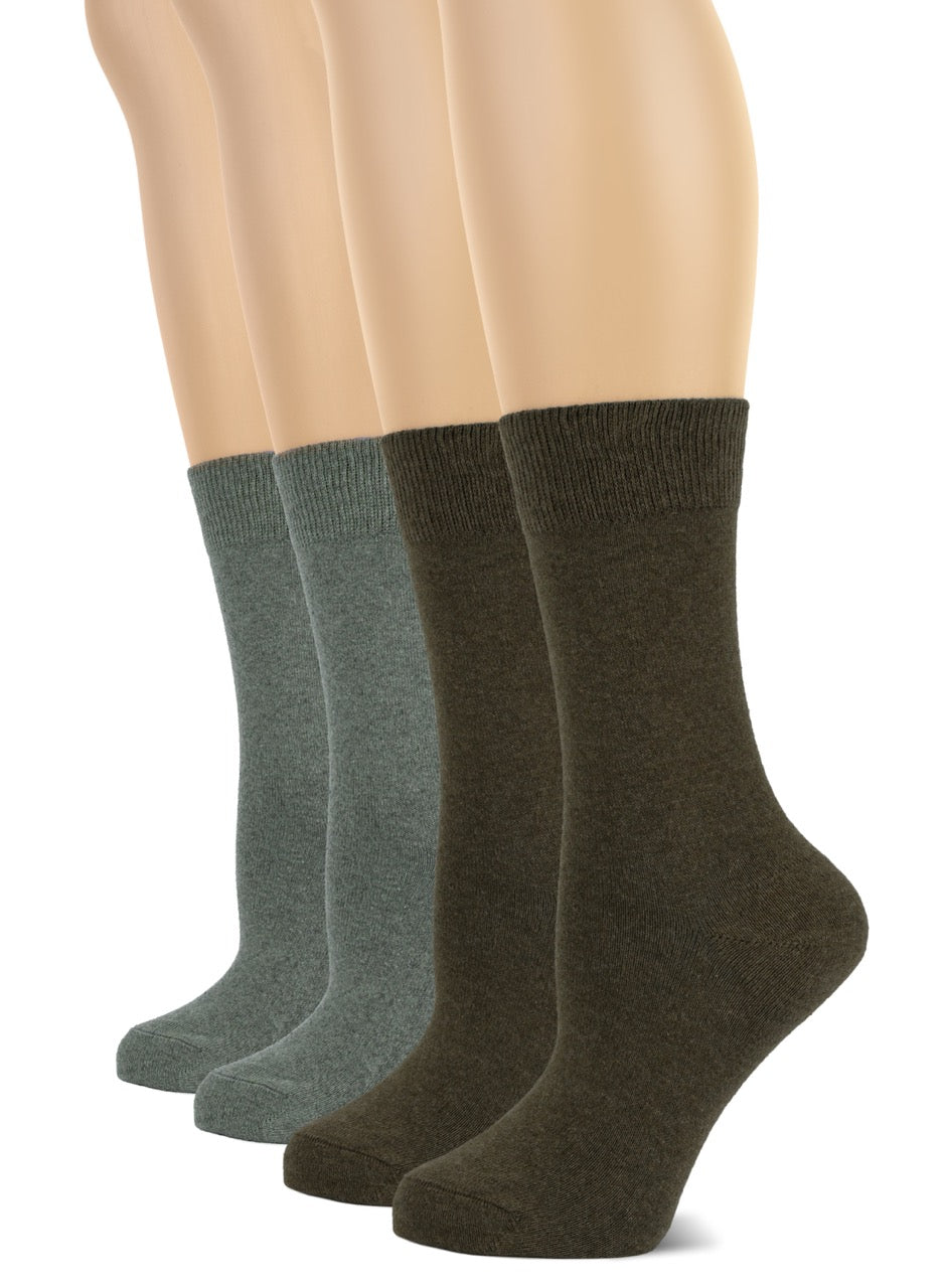 Casual Women's Cotton Dress Crew Socks, 4 Pairs