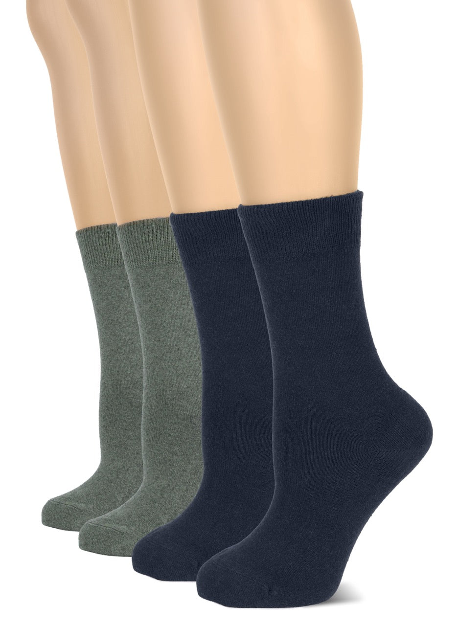 Casual Women's Cotton Dress Crew Socks, 4 Pairs