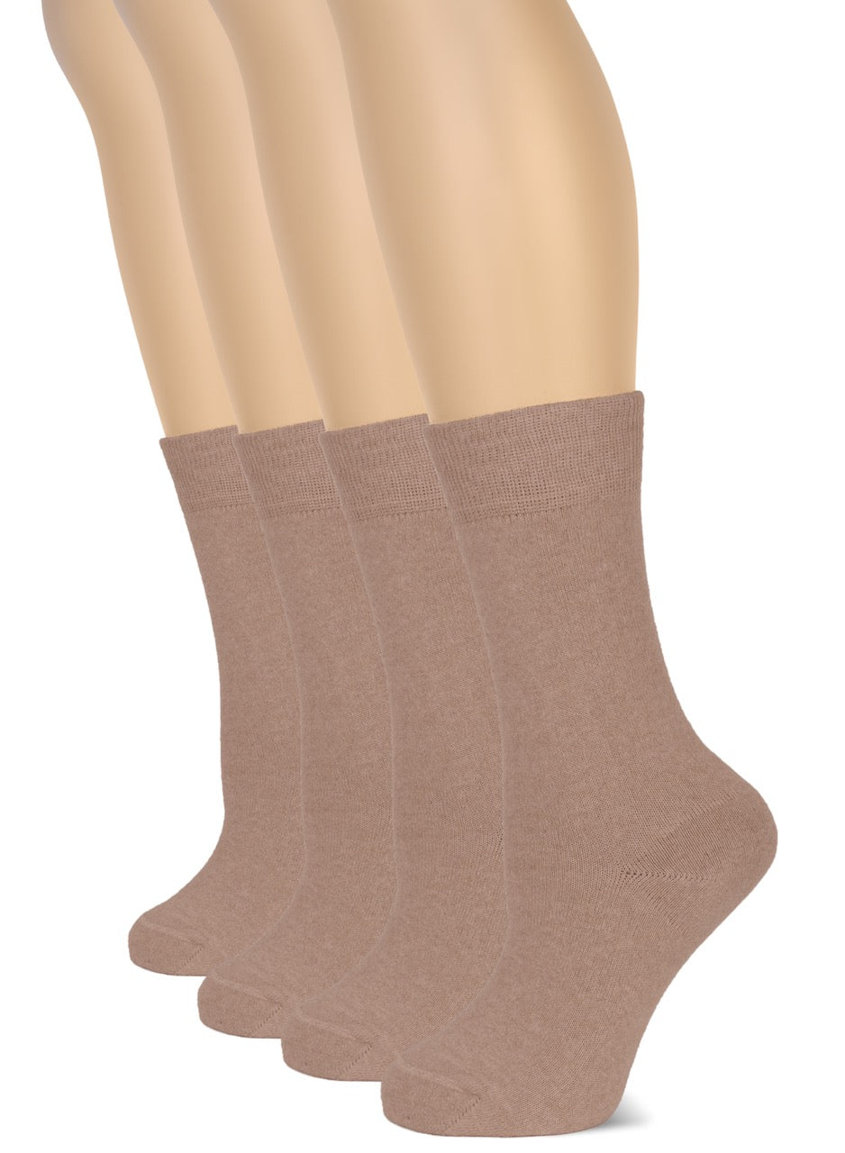 Casual Women's Cotton Dress Crew Socks, 4 Pairs