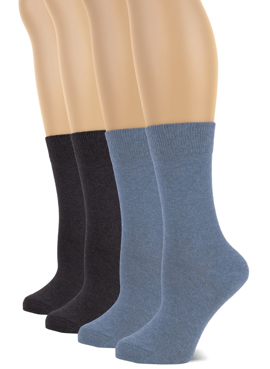 Casual Women's Cotton Dress Crew Socks, 4 Pairs