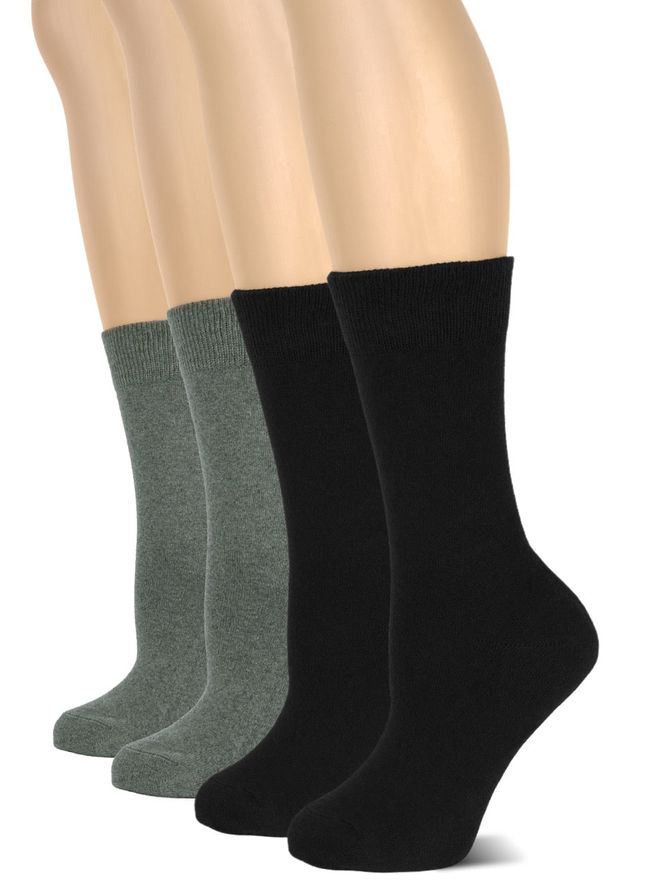 Casual Women's Cotton Dress Crew Socks, 4 Pairs