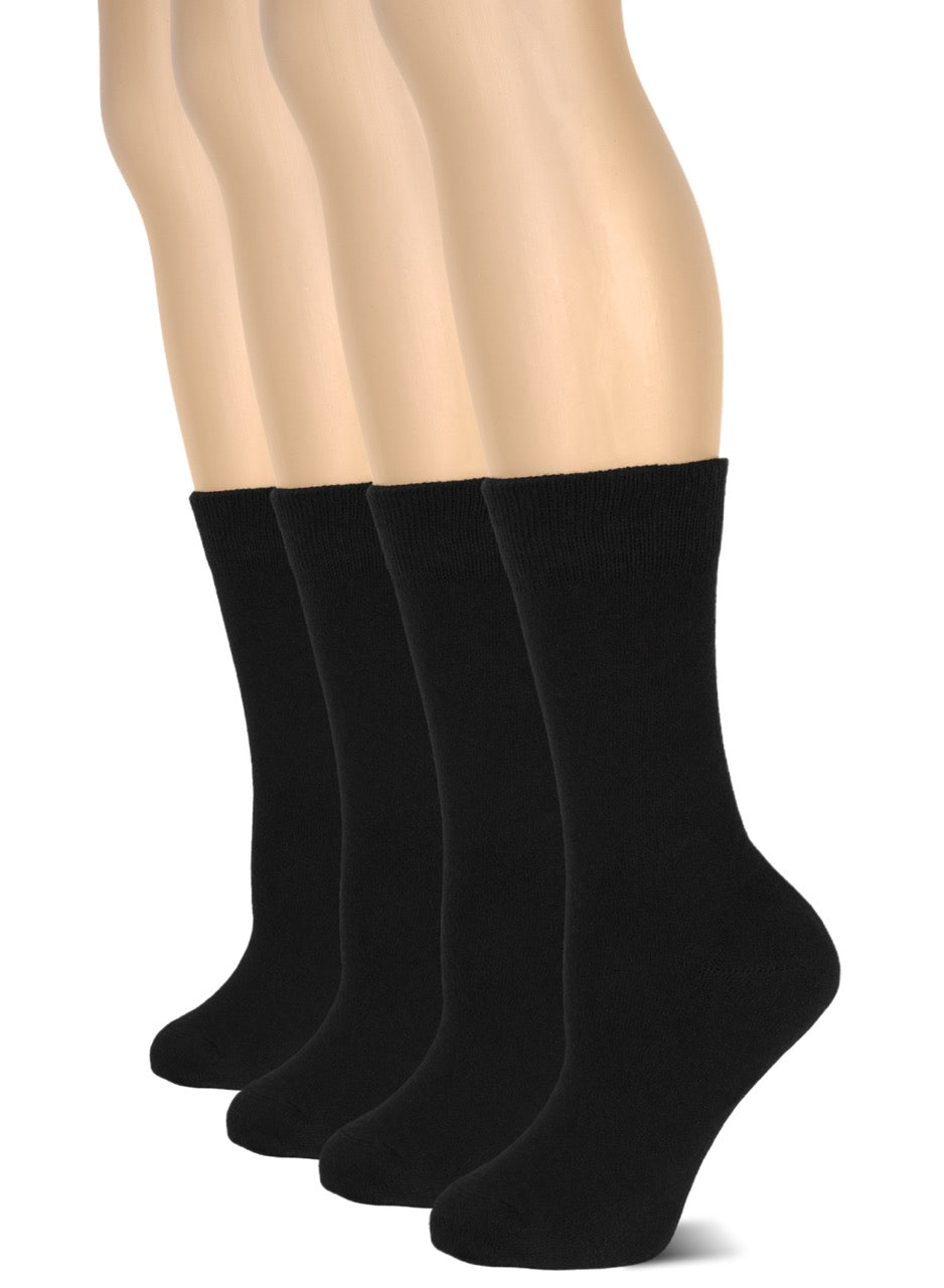 Casual Women's Cotton Dress Crew Socks, 4 Pairs