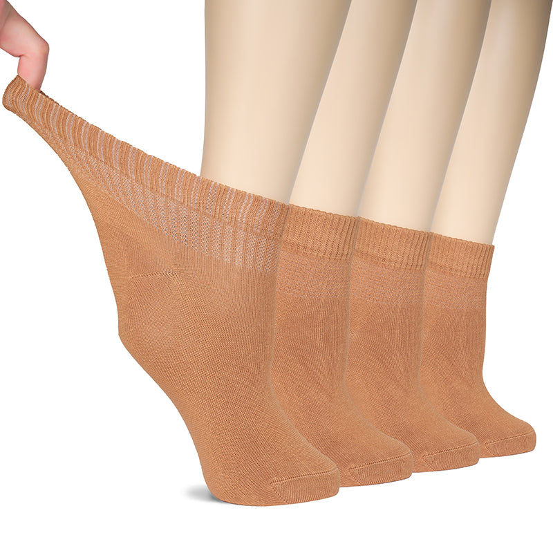 Get ready for ultimate comfort and style with hazel women's brown socks! Made from soft bamboo fabric, they provide a perfect fit and support your feet. Plus, you get four pairs, so no worries about losing one on laundry day!- Hugh Ugoli