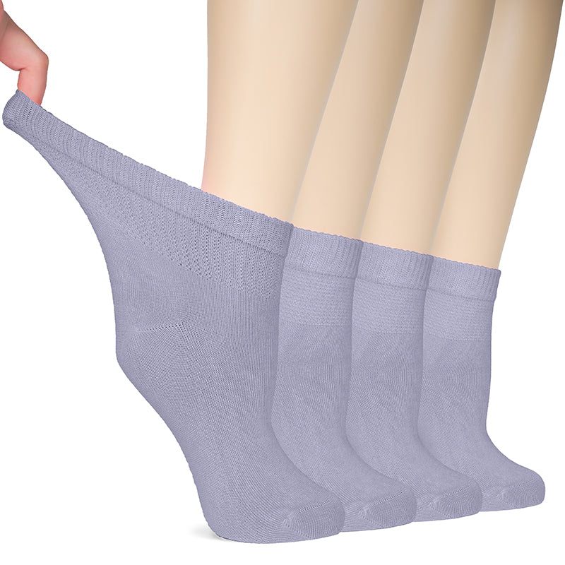 Indulge your feet in the perfect blend of comfort and fashion with purplish grey women's purple socks! Crafted from breathable bamboo fabric, they offer a seamless toe construction for irritation-free wear. The non-binding top ensures improved circulation, while the bonus of four pairs means you'll never run out. Stay effortlessly chic and comfortable all day long!- Hugh Ugoli