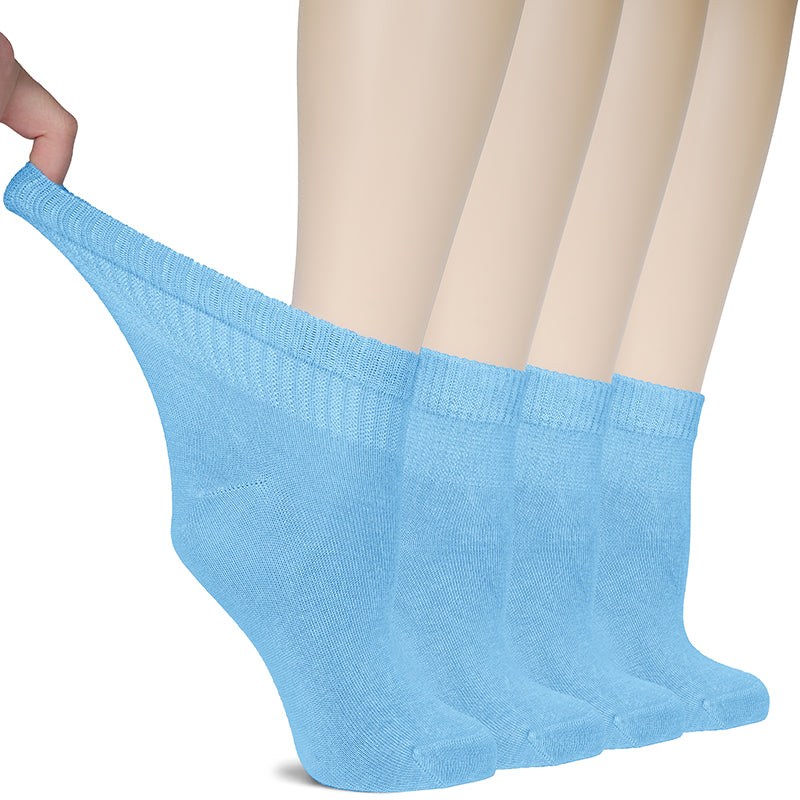 Stay stylish and comfortable with these blue socks featuring a woman's foot. Made from soft bamboo fabric, they provide a perfect fit and support for your feet. Plus, you get four pairs, so no worries about losing one on laundry day!- Hugh Ugoli