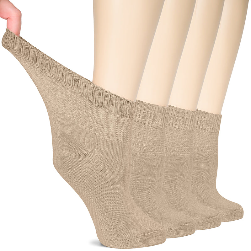 Stay stylish and comfortable with beige women's cotton ankle socks - 5 pack! Soft, breathable, and supportive, they're perfect for good health and a perfect fit.- Hugh Ugoli