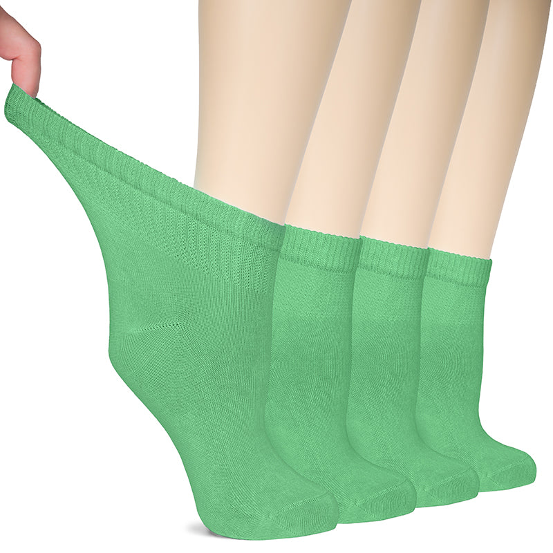 Get ready for a cozy and stylish experience with these green socks! Crafted with care, they offer a perfect fit and support, thanks to their soft and breathable bamboo fabric. With a seamless toe and non-binding top, these socks prioritize your comfort and circulation. Plus, you'll receive four pairs to ensure you're always covered!- Hugh Ugoli