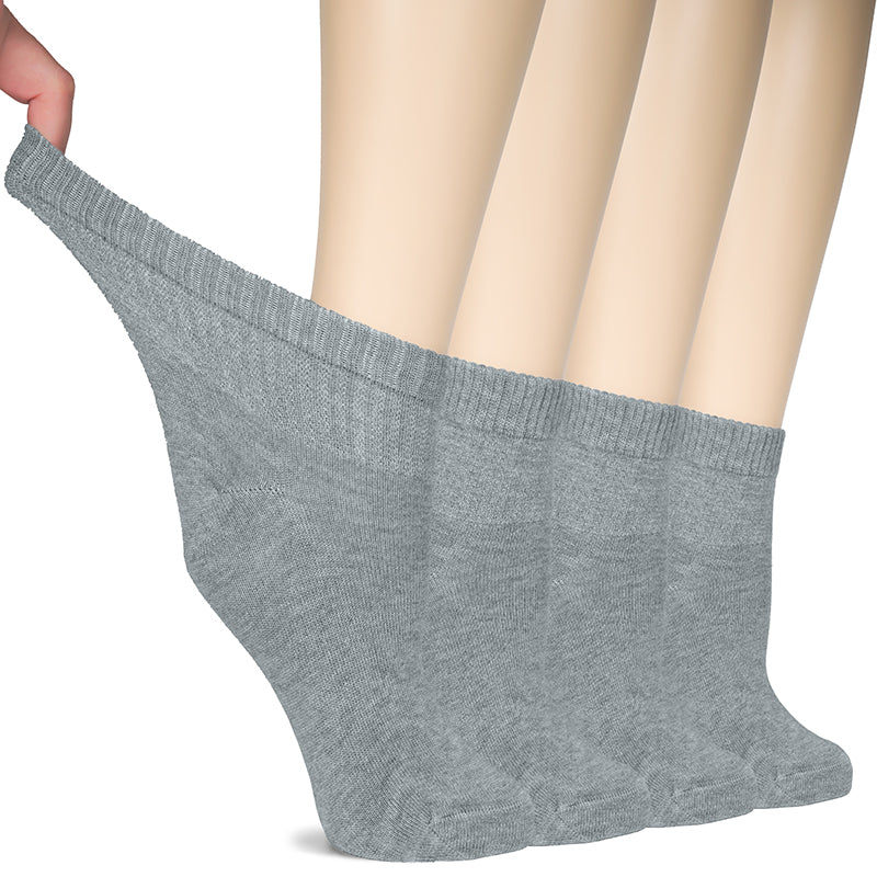 Elevate your sock collection with light grey women's socks! Featuring one leg in the air, these bamboo thin socks offer ultimate comfort, style, and health benefits. Their seamless toe and non-binding top ensure a perfect fit and improved circulation. And with four pairs included, you'll never run out on laundry day!- Hugh Ugoli