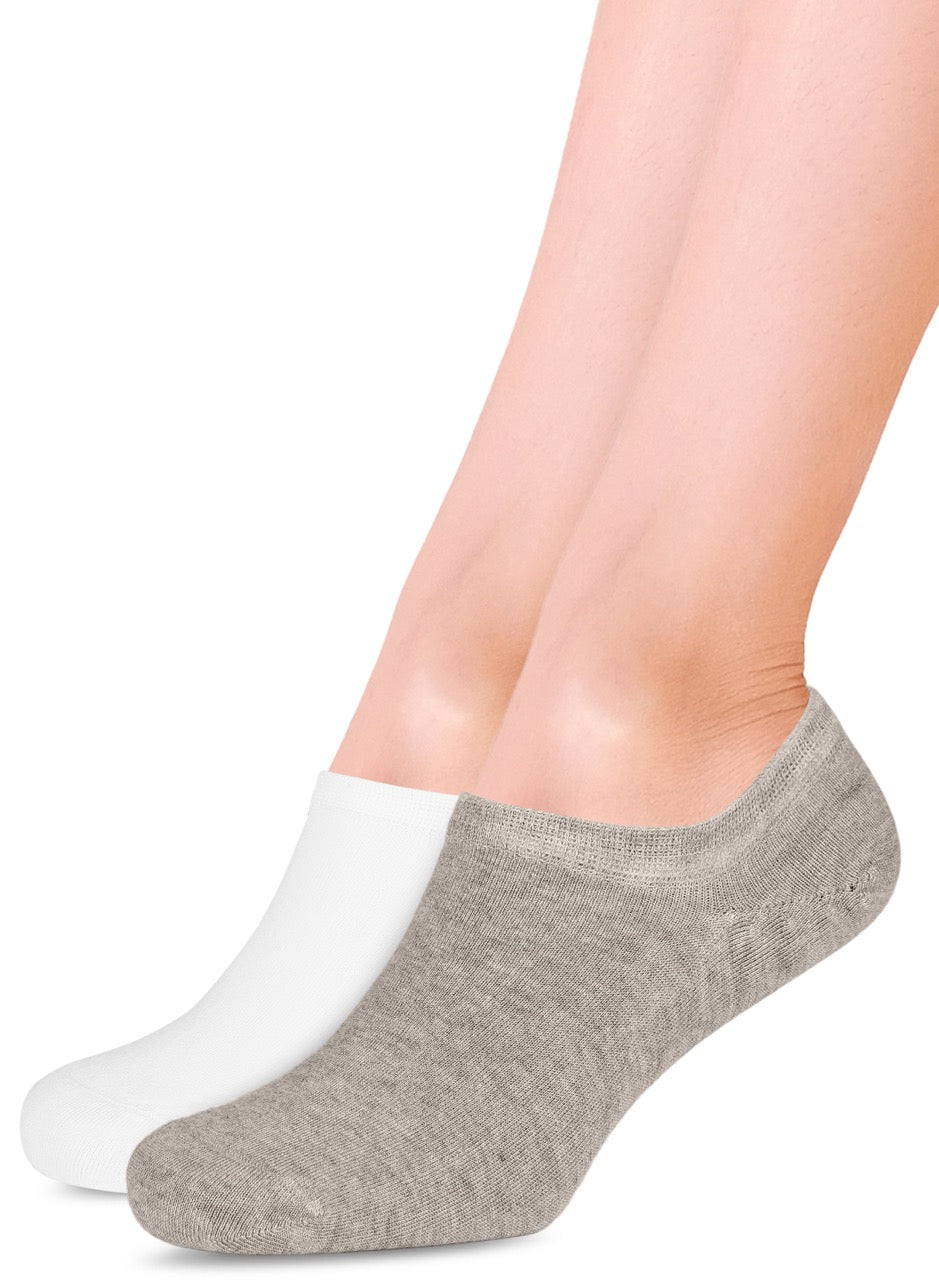 Women's Non-Slip Bamboo No-Show Plain Socks, 6 Pairs
