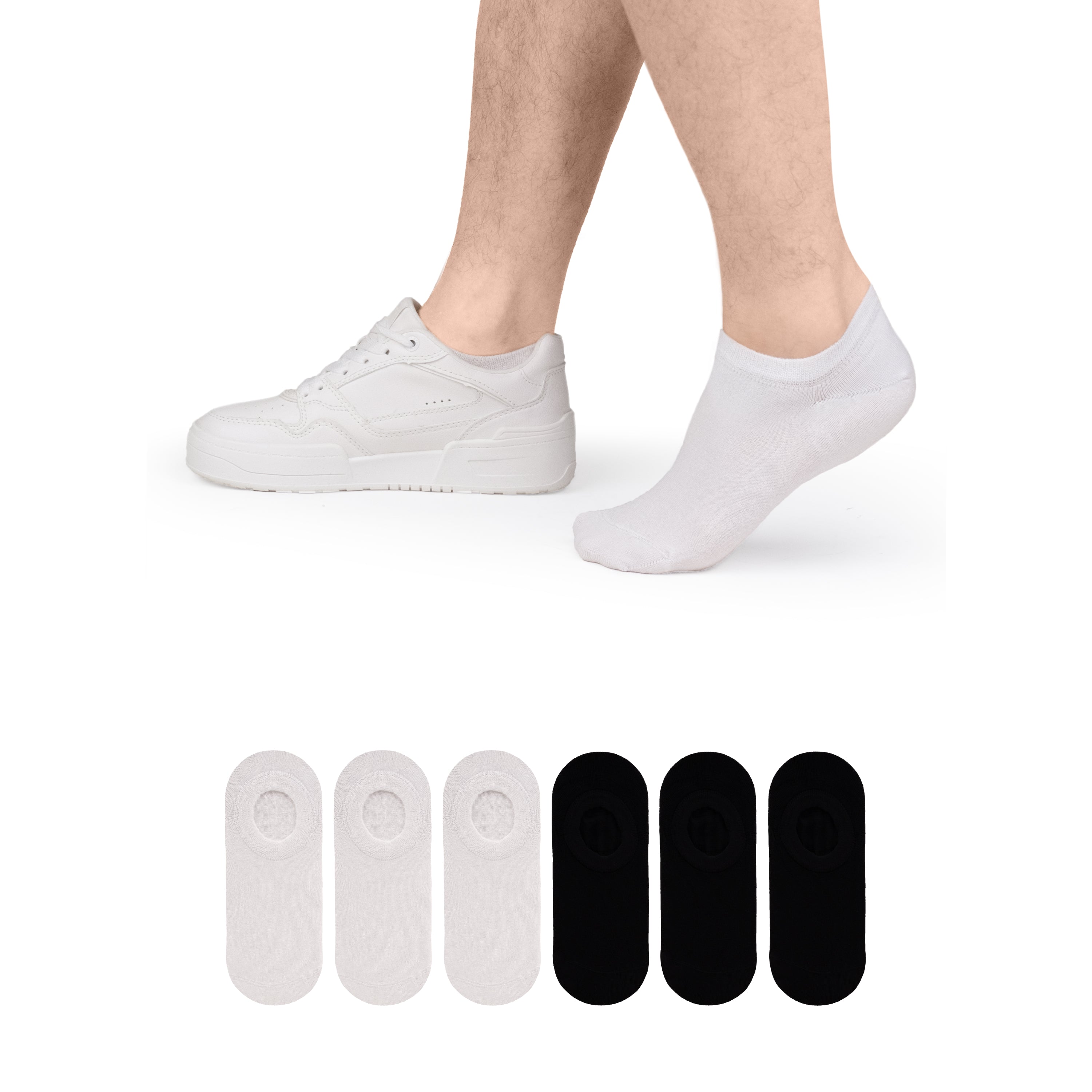 Non-Slip Men's Bamboo No-Show Socks (Only Size 11-13), 6 Pairs