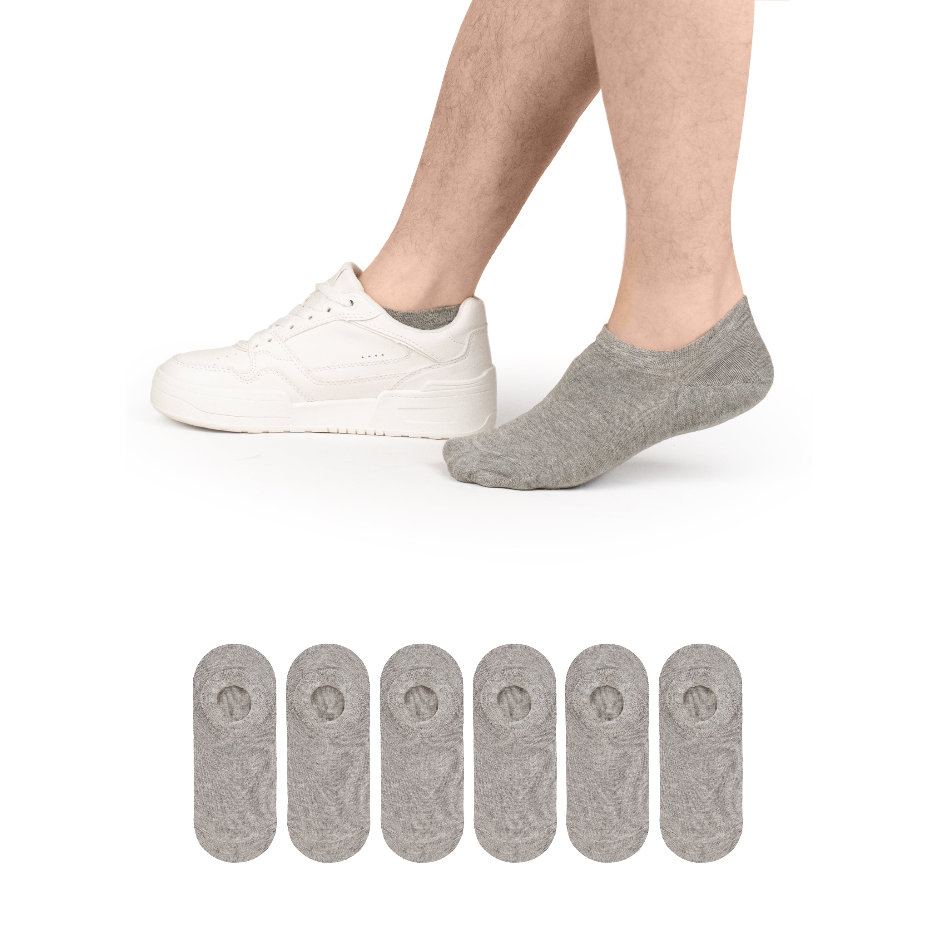 Non-Slip Men's Bamboo No-Show Socks (Only Size 11-13), 6 Pairs