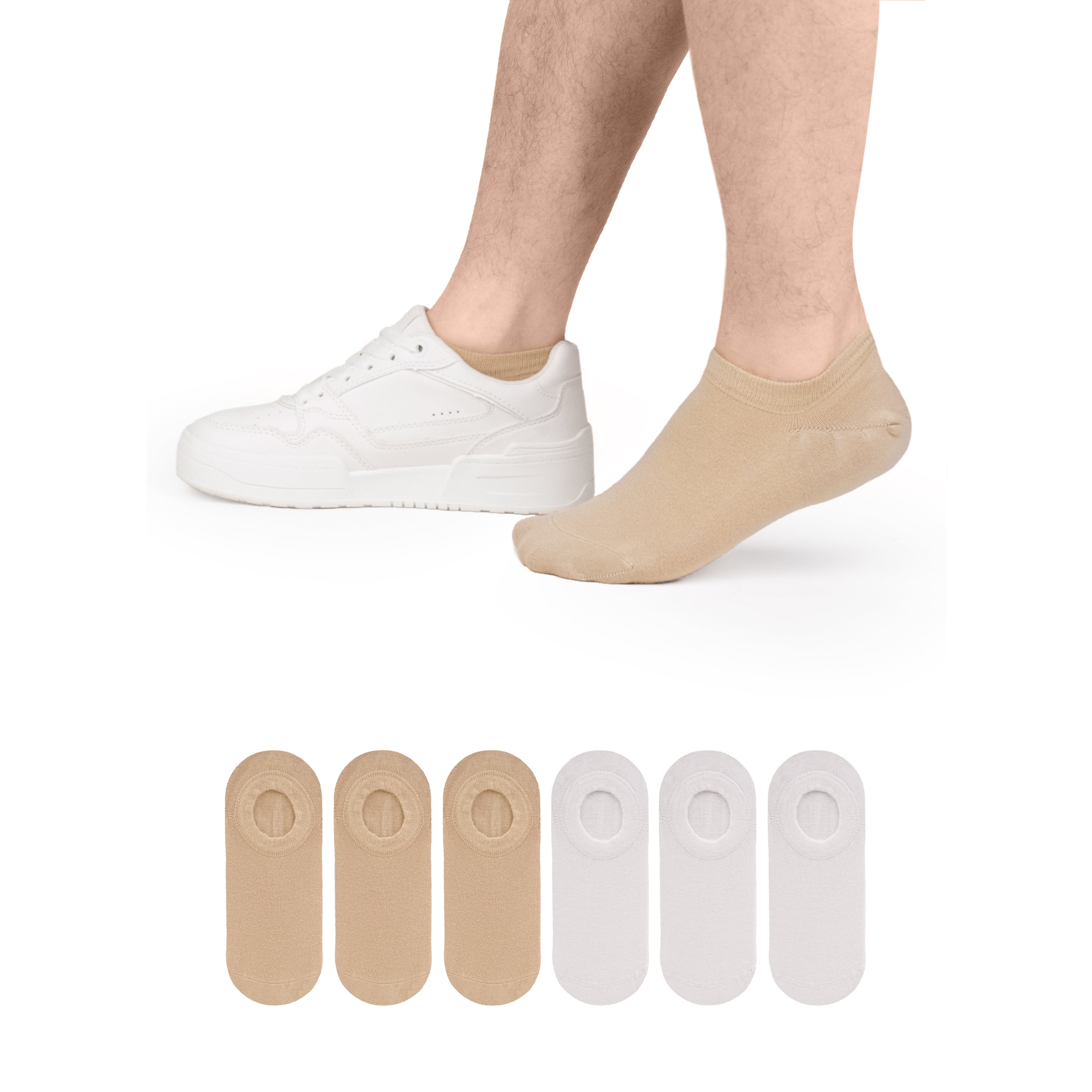 Non-Slip Men's Bamboo No-Show Socks (Only Size 11-13), 6 Pairs