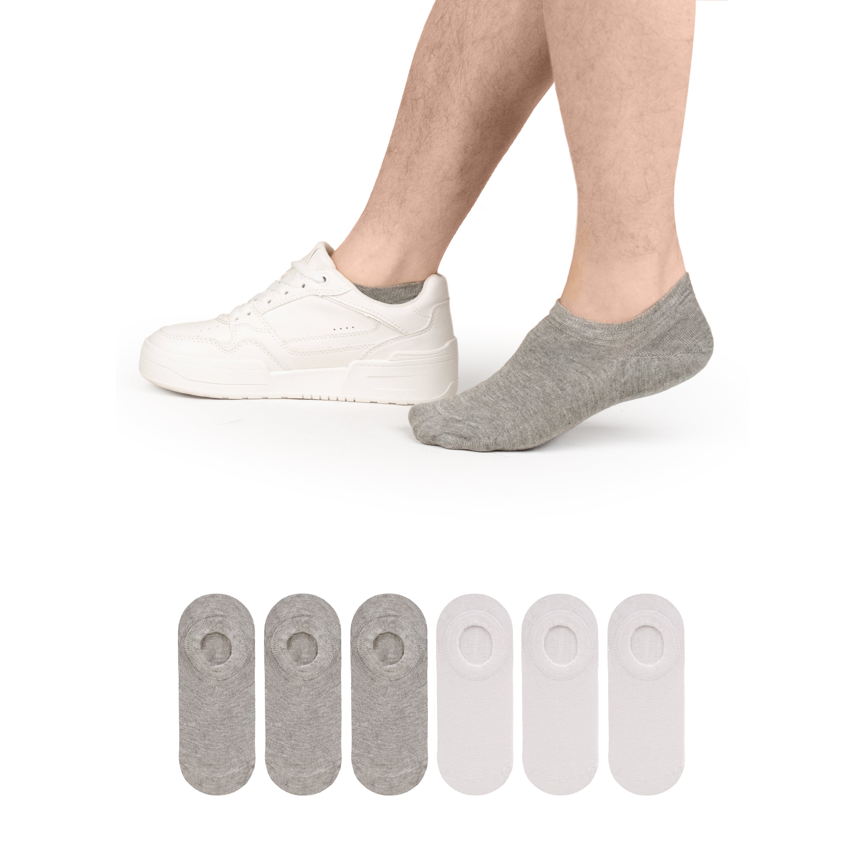 Non-Slip Men's Bamboo No-Show Socks (Only Size 11-13), 6 Pairs