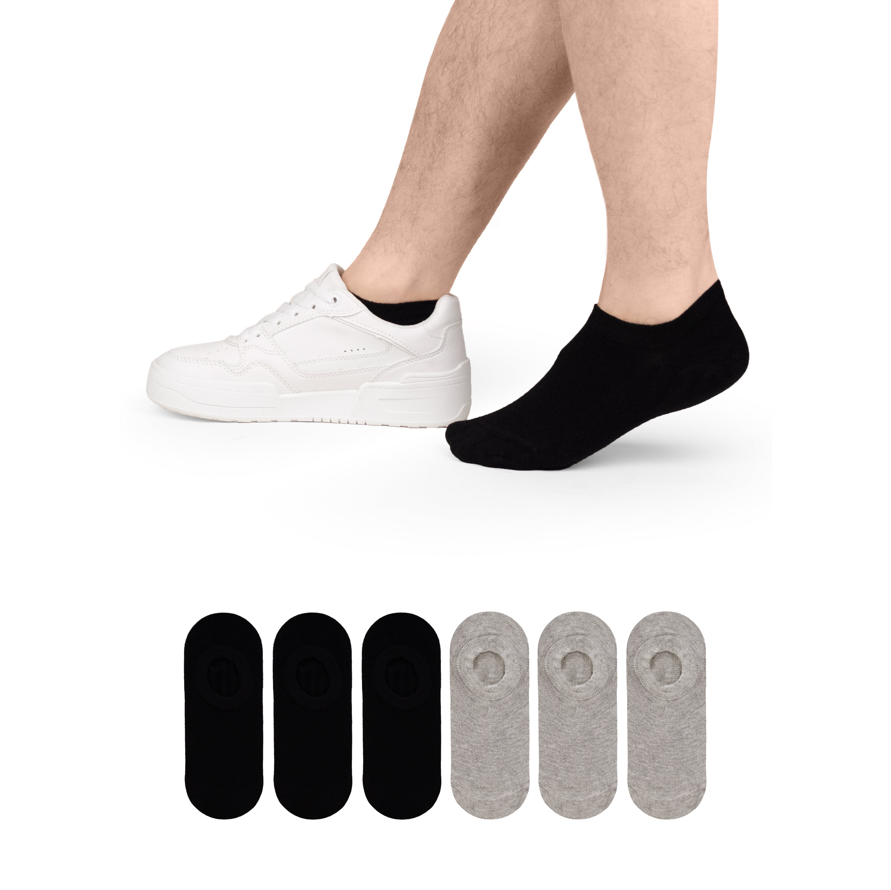 Non-Slip Men's Bamboo No-Show Socks (Only Size 11-13), 6 Pairs