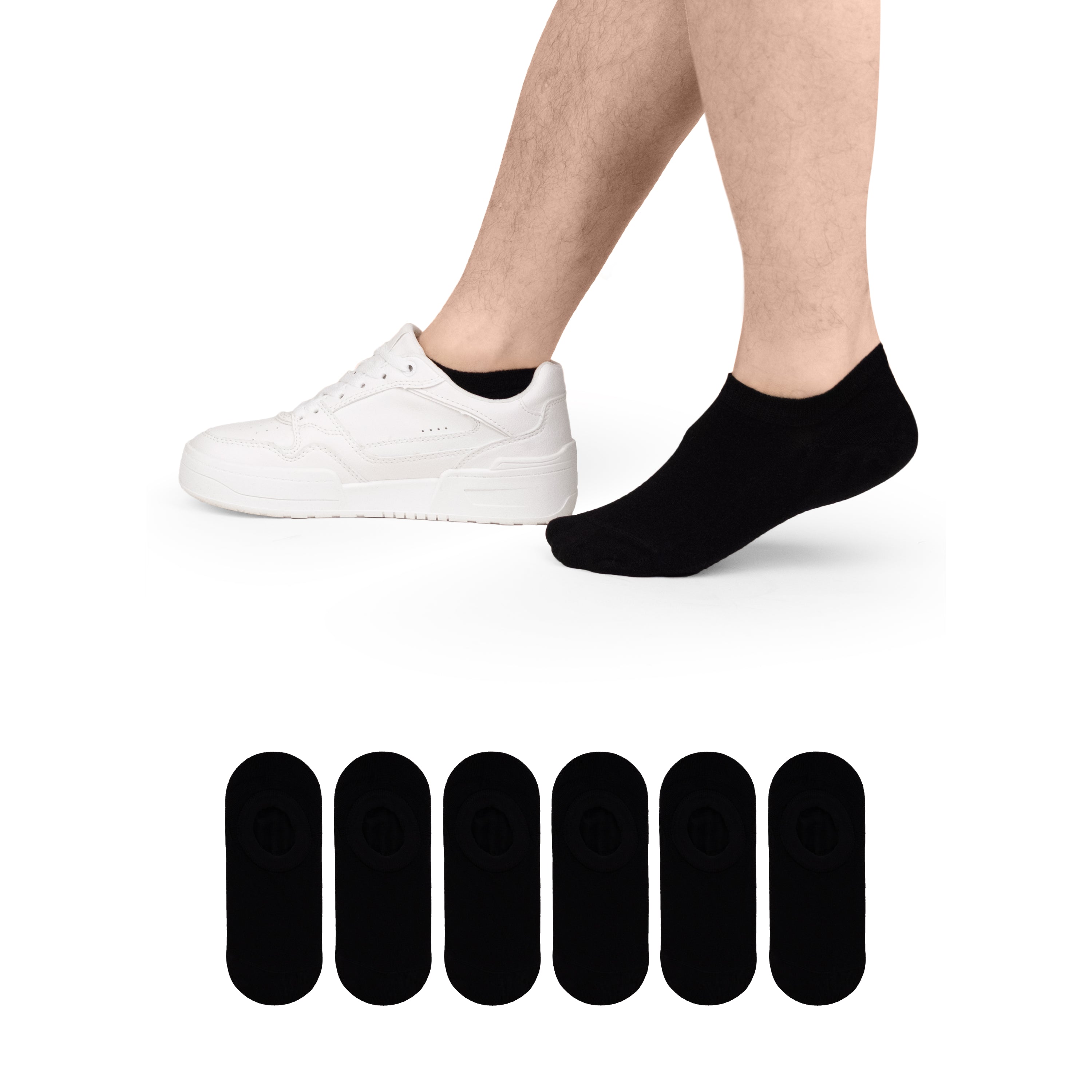 Non-Slip Men's Bamboo No-Show Socks (Only Size 11-13), 6 Pairs