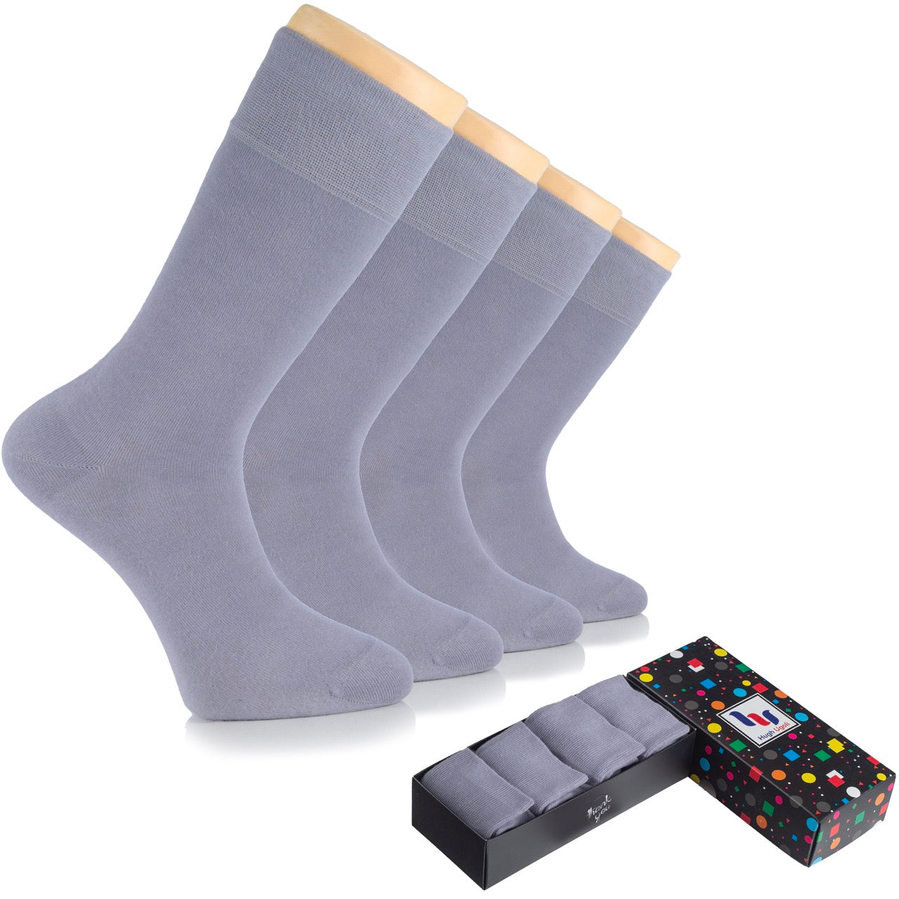 Men's Cotton Dress Seamless Toe Business Crew Socks with Gift Box, 4 Pairs