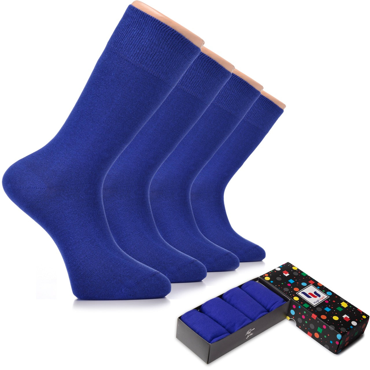 Men's Cotton Dress Seamless Toe Business Crew Socks with Gift Box, 4 Pairs