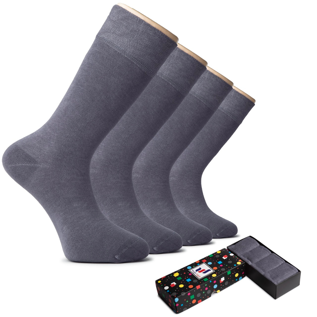 Men's Cotton Dress Seamless Toe Business Crew Socks with Gift Box, 4 Pairs