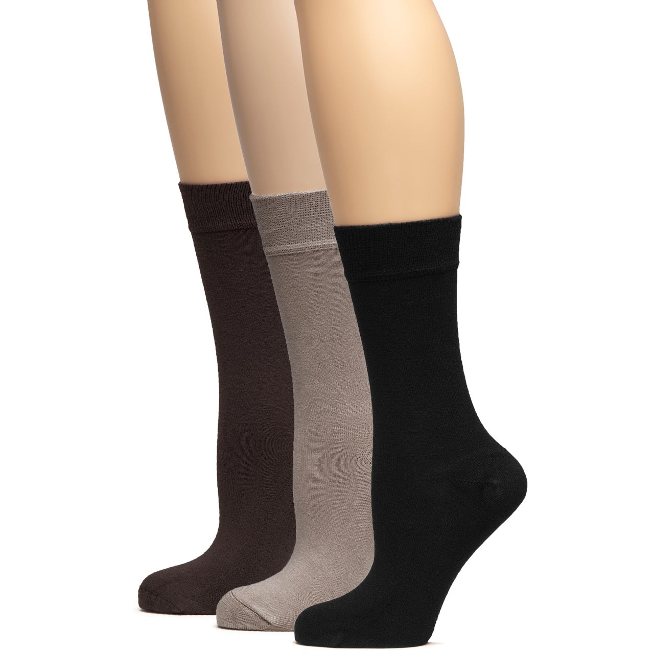 Soft Bamboo Dress Crew Socks for Women, 3 Pairs