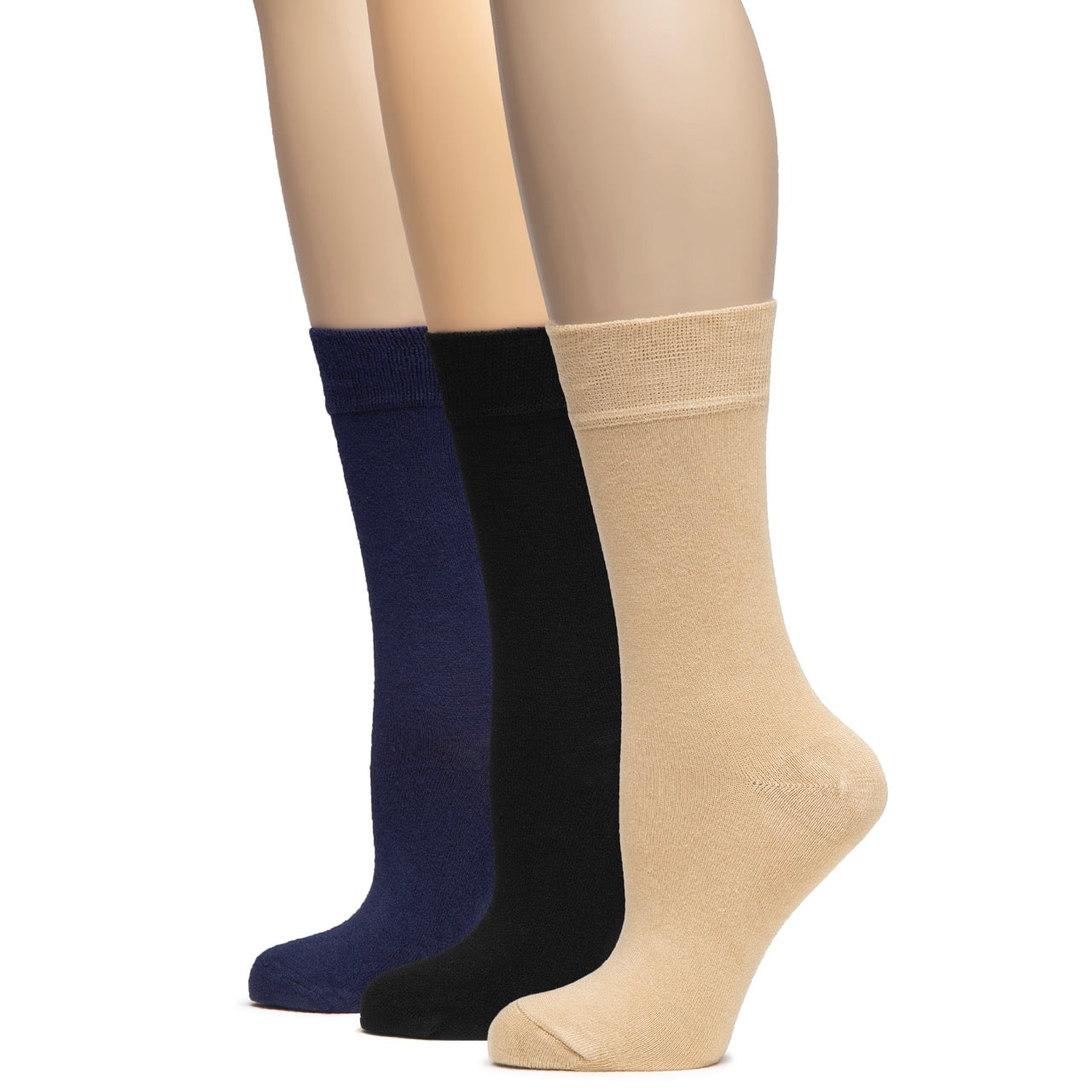 Soft Bamboo Dress Crew Socks for Women, 3 Pairs