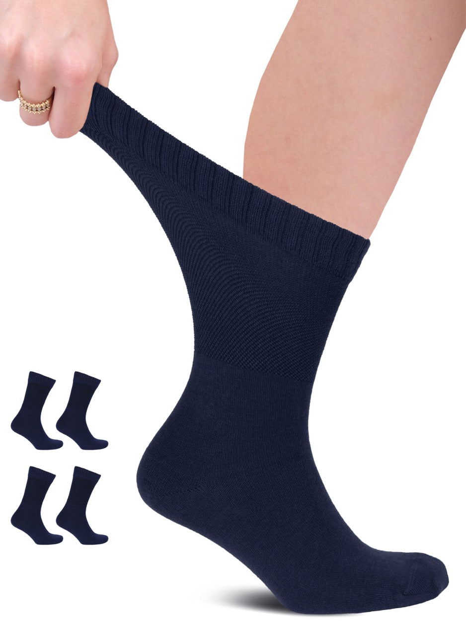 Unisex Cotton Diabetic Crew Socks, 4 Pairs