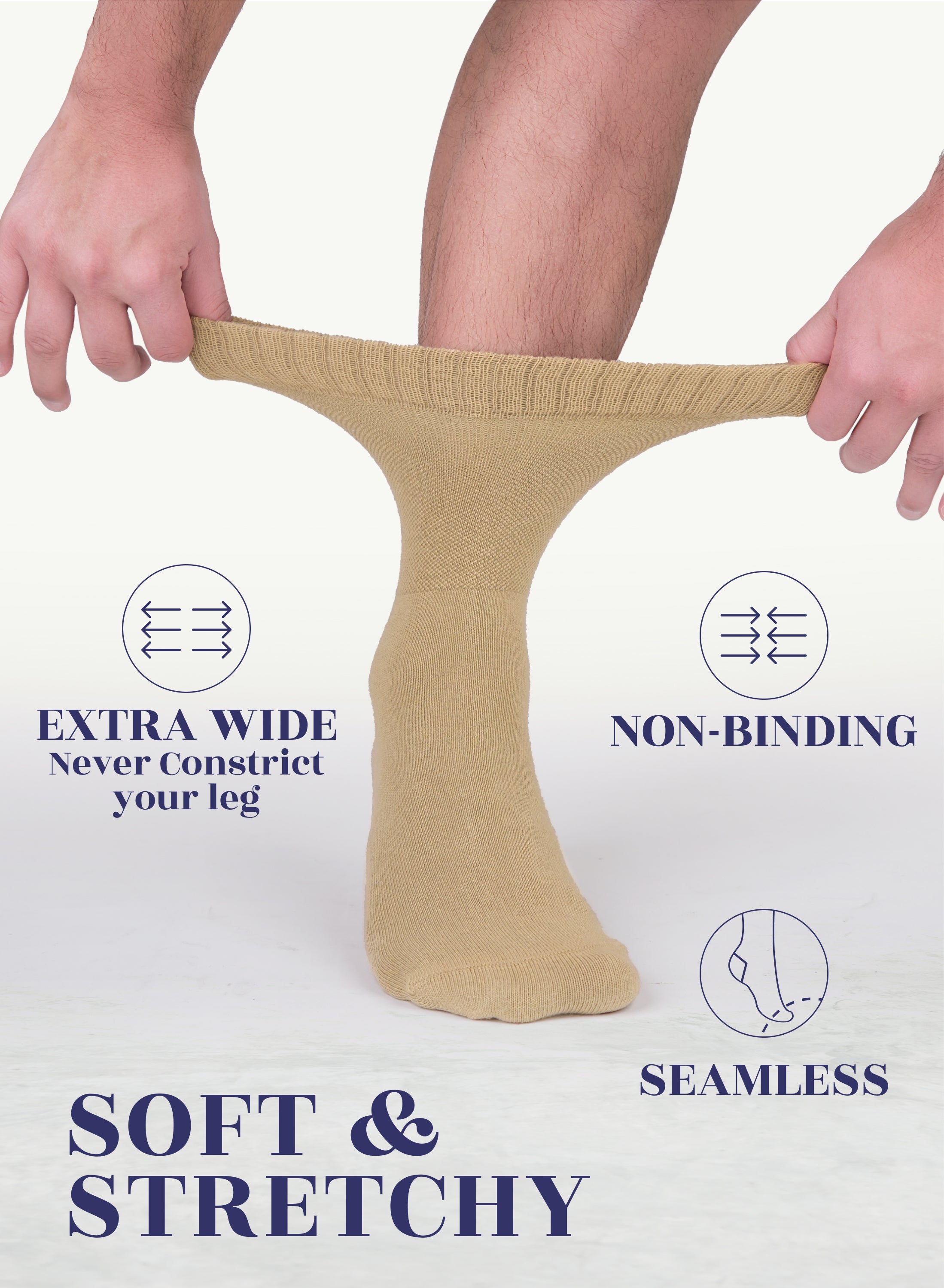 Unisex Cotton Diabetic Crew Socks, 4 Pairs