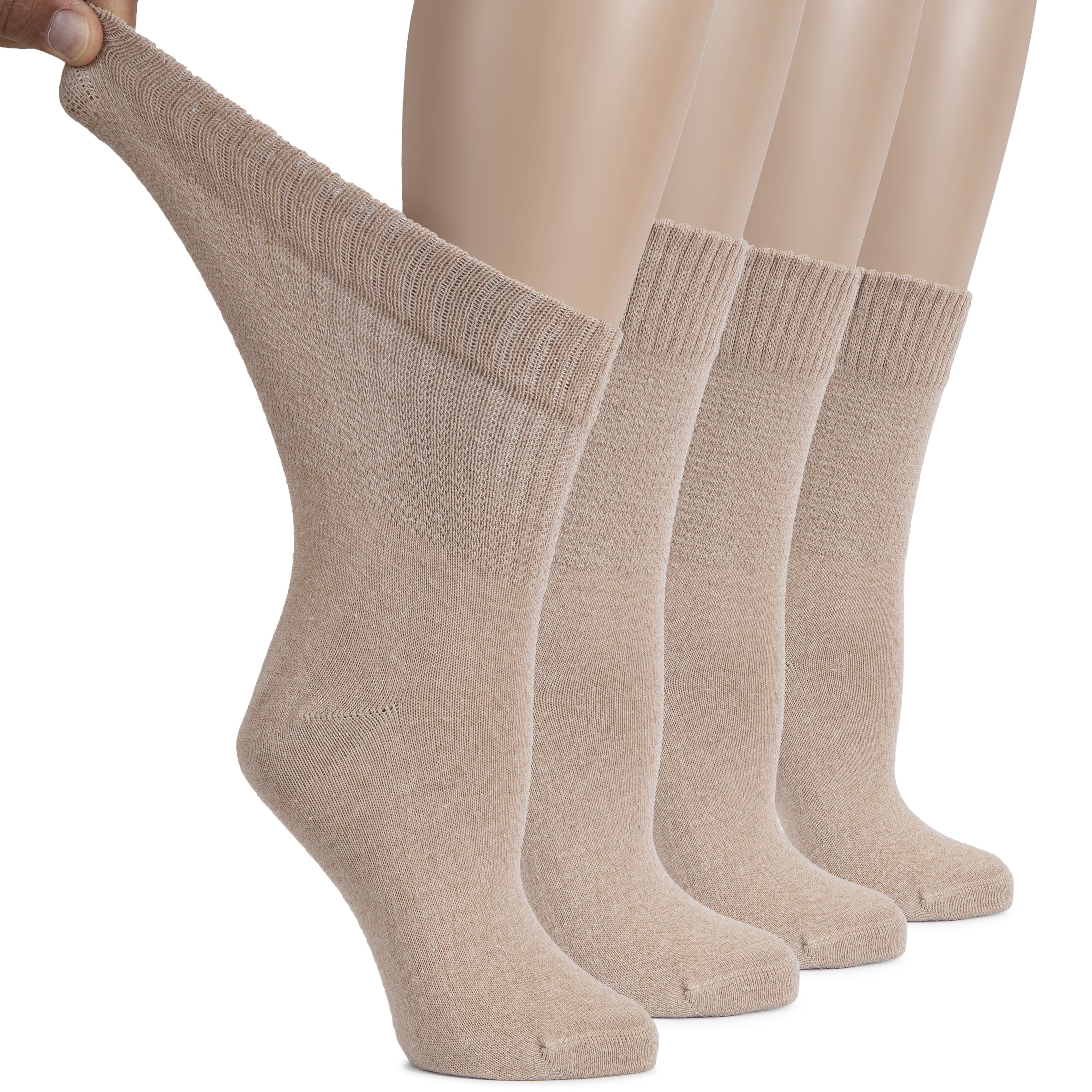 Women's Diabetic Thin Cotton Crew Socks, 4 Pairs