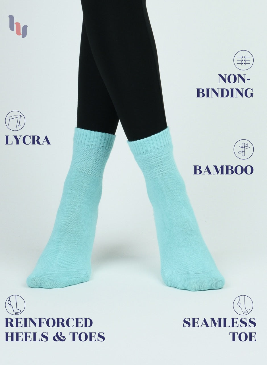Women's Comfortable Diabetic Bamboo Ankle Socks for Swollen Legs, 3 Pairs