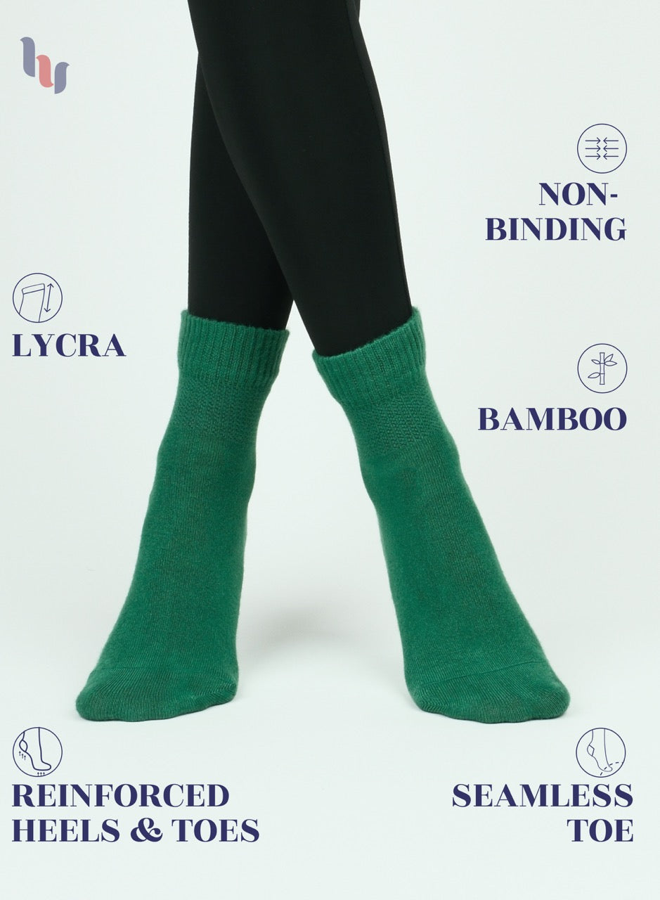 Women's Comfortable Diabetic Bamboo Ankle Socks for Swollen Legs, 3 Pairs