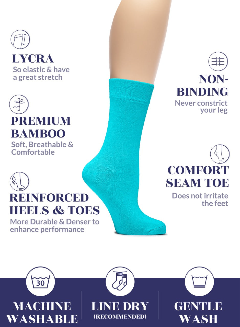 Women's Bamboo Dress Crew Socks, 3 Pairs