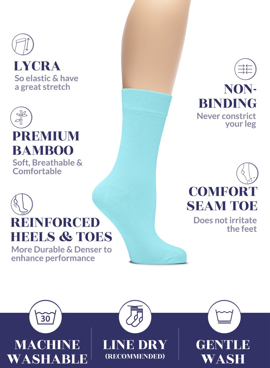Women's Bamboo Dress Crew Socks, 3 Pairs