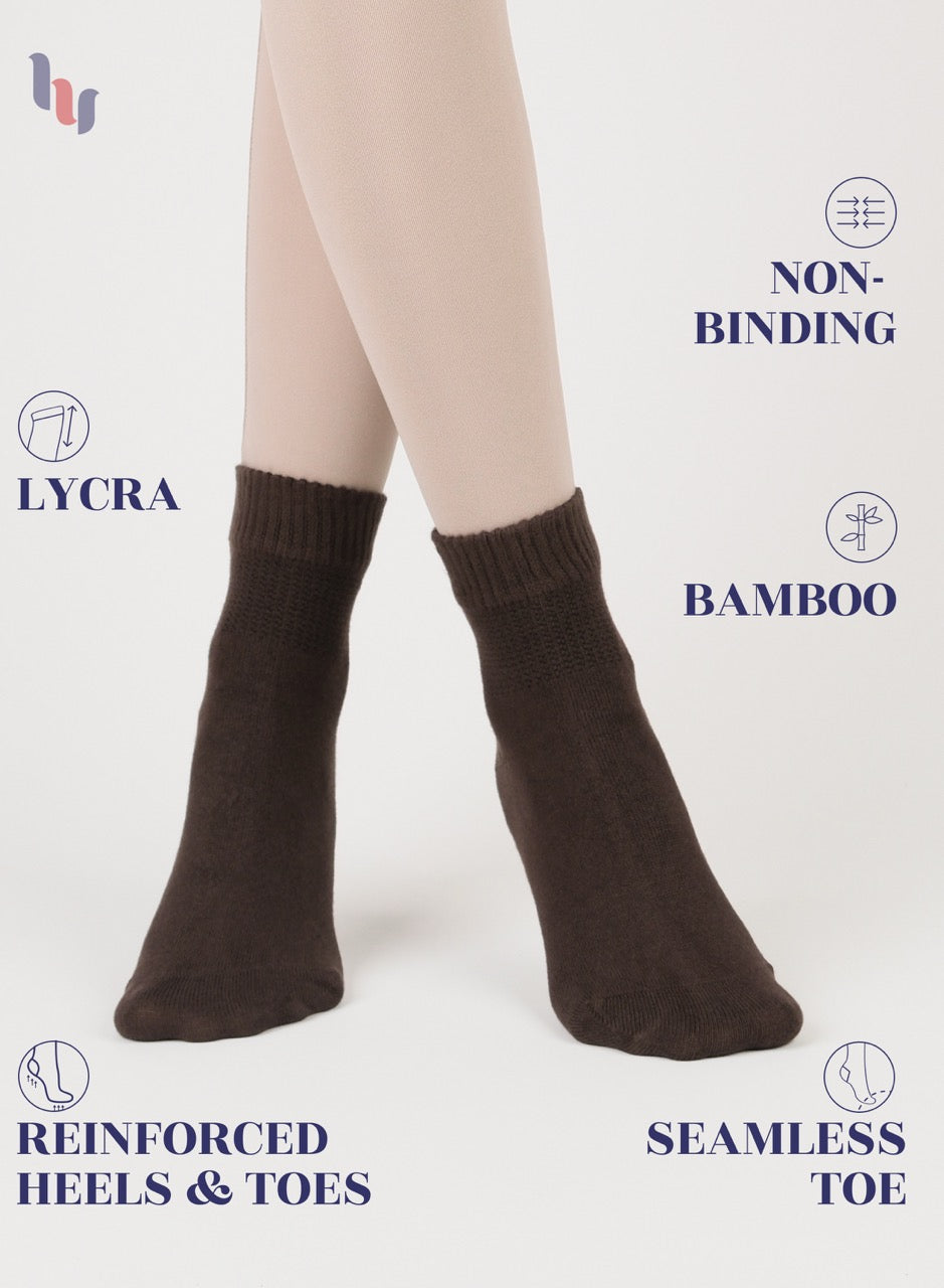 Women's Comfortable Diabetic Bamboo Ankle Socks for Swollen Legs, 3 Pairs