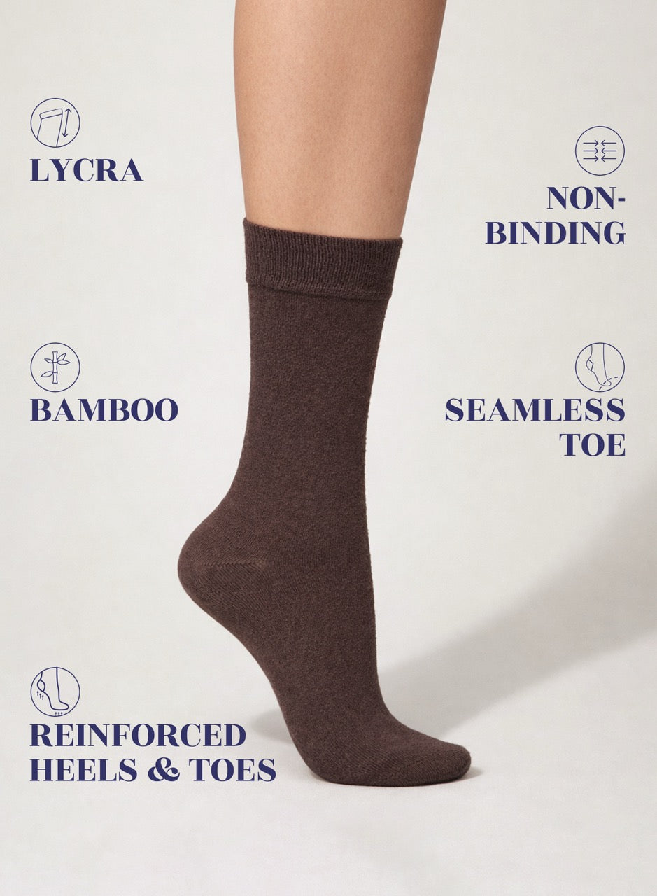 Soft Bamboo Dress Crew Socks for Women, 3 Pairs