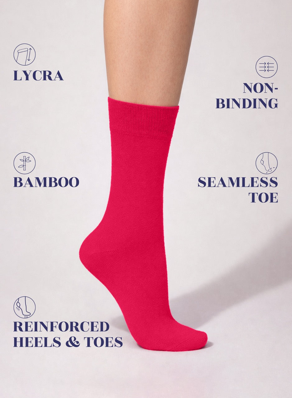 Soft Bamboo Dress Crew Socks for Women, 3 Pairs