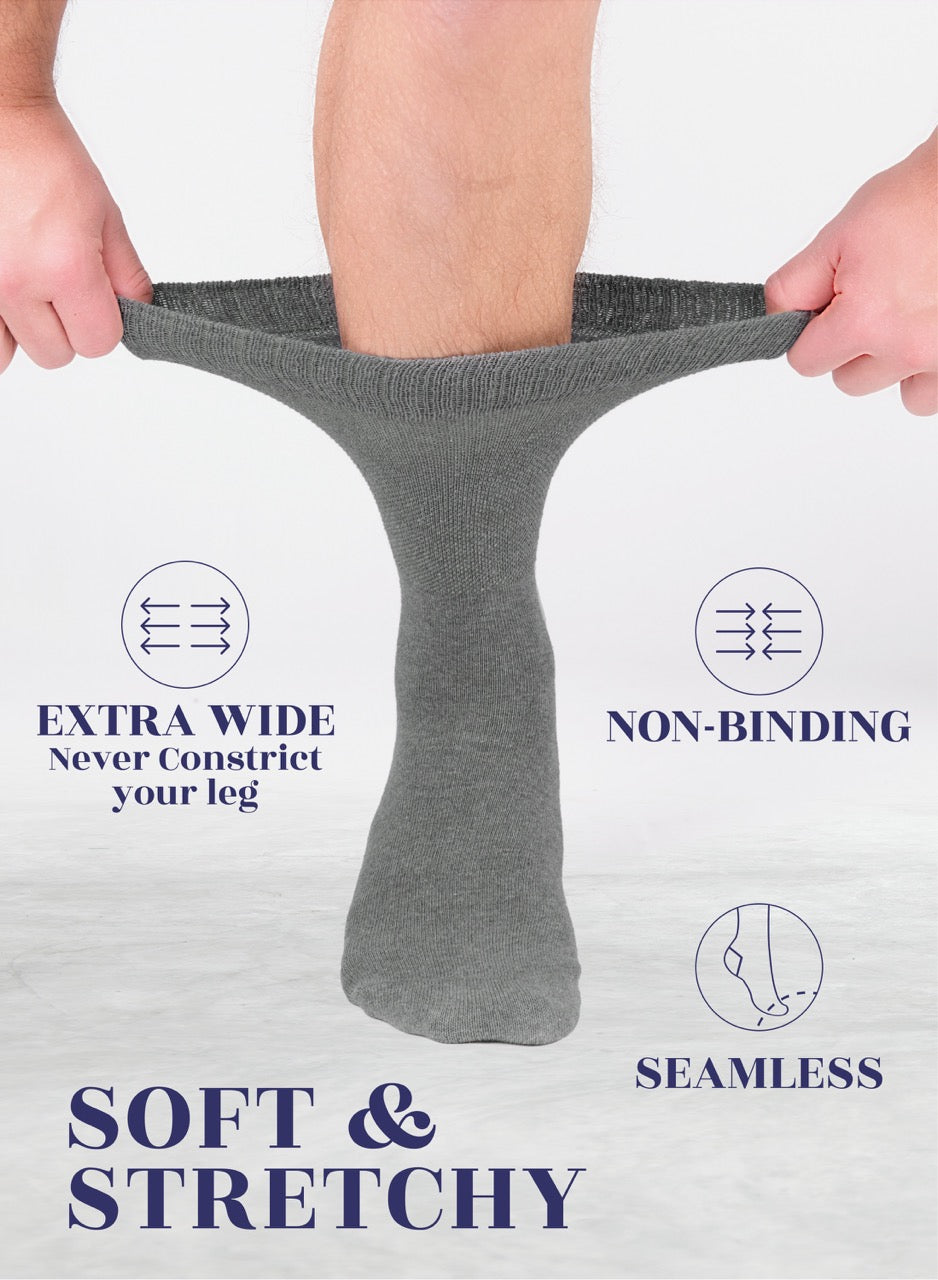 Unisex Cotton Diabetic Crew Socks, 4 Pairs
