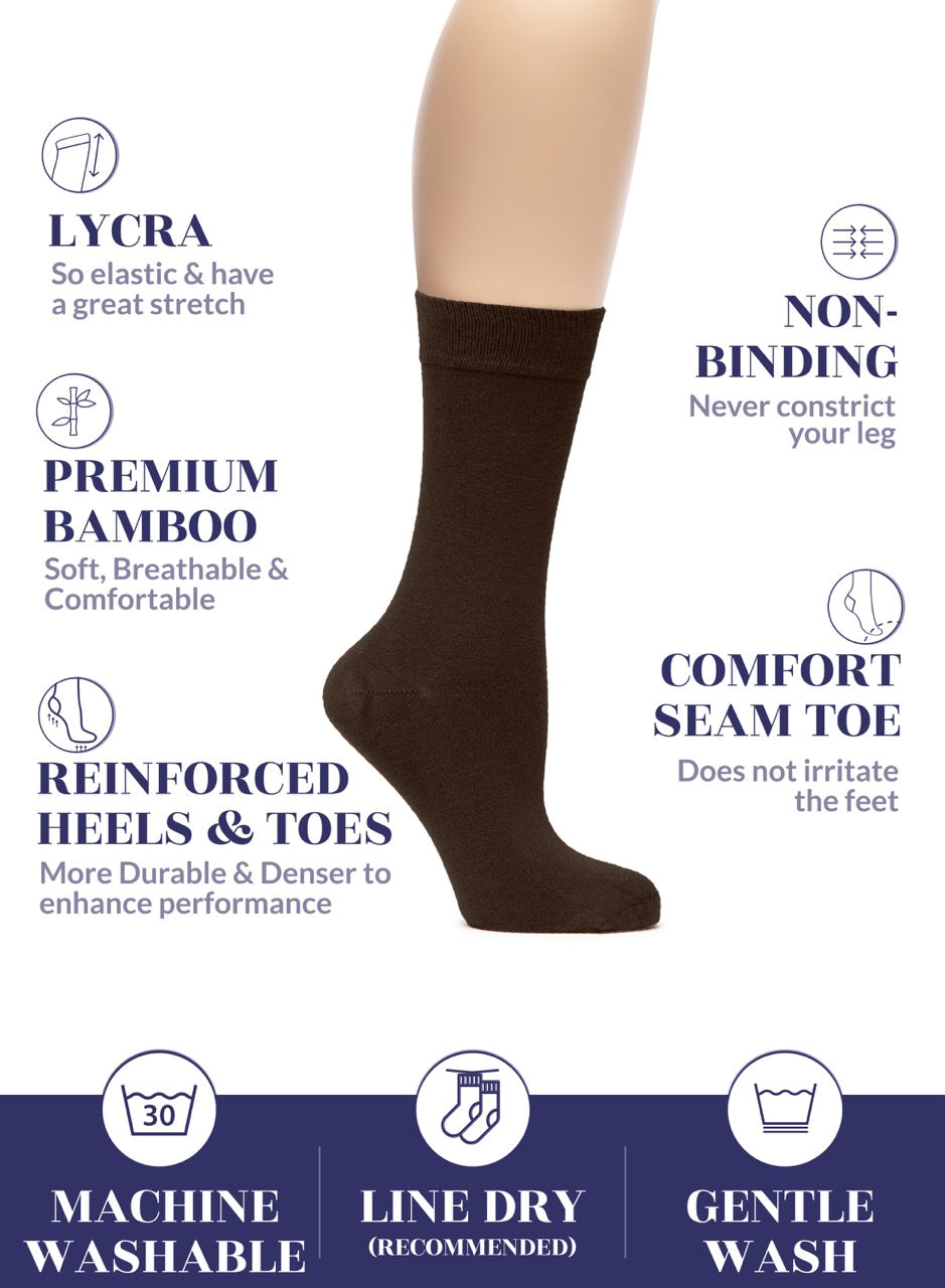 Women's Bamboo Dress Crew Socks, 3 Pairs