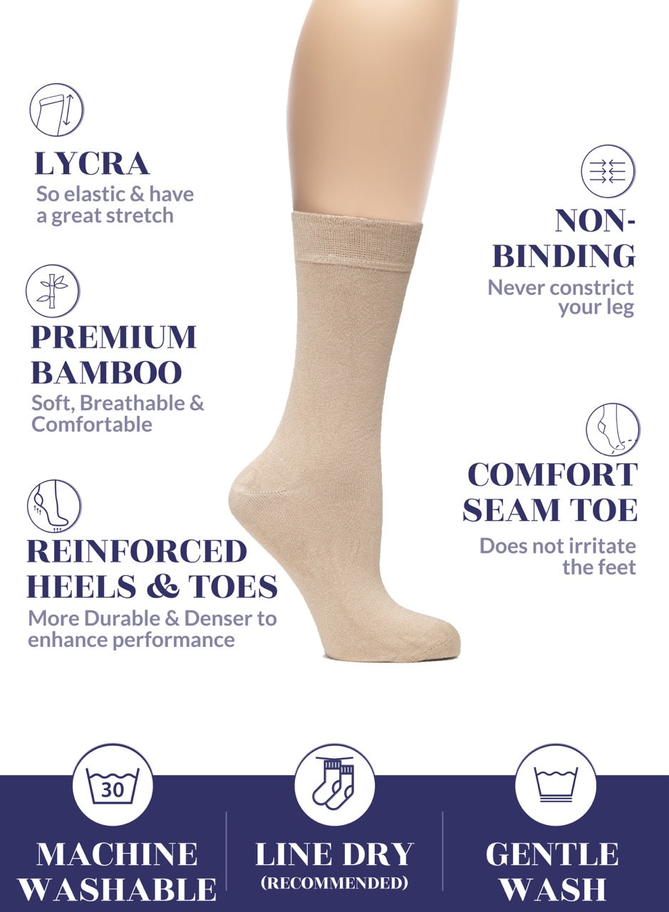 Women's Bamboo Dress Crew Socks, 3 Pairs
