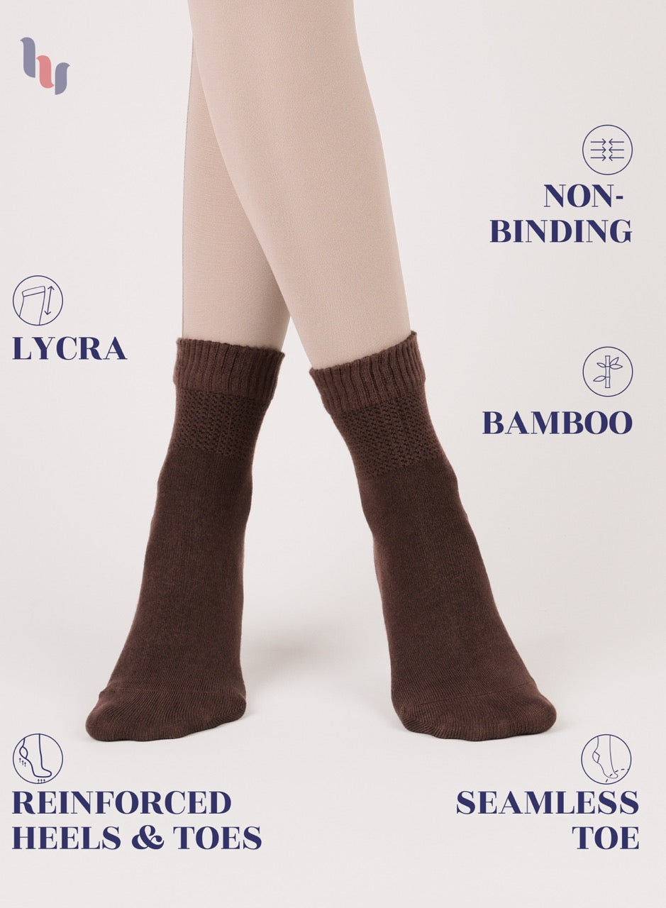 Women's Comfortable Diabetic Bamboo Ankle Socks for Swollen Legs, 3 Pairs