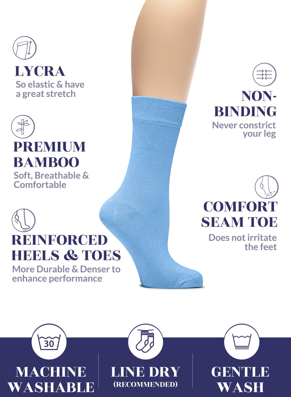 Women's Bamboo Dress Crew Socks, 3 Pairs