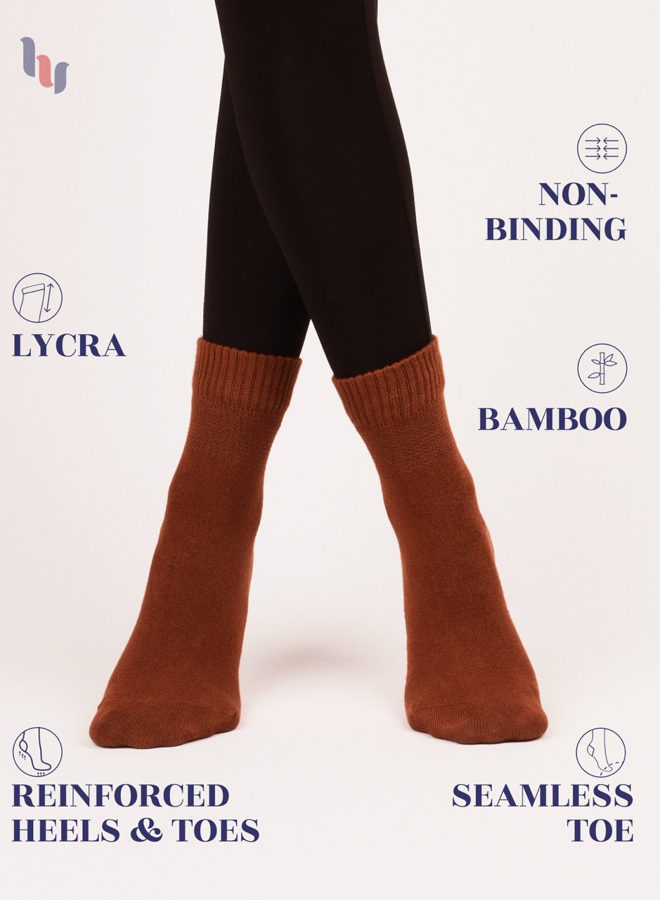 Women's Comfortable Diabetic Bamboo Ankle Socks for Swollen Legs, 3 Pairs