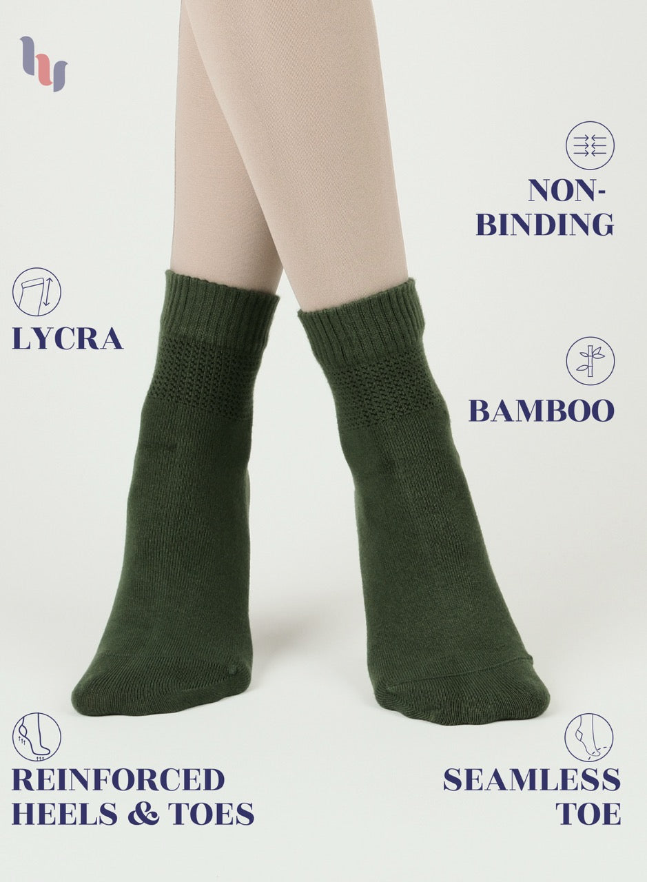 Women's Comfortable Diabetic Bamboo Ankle Socks for Swollen Legs, 3 Pairs